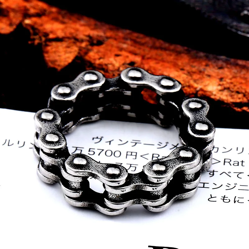 BEIER Stainless Steel Steel Link Motorcycle Chain Boy Rings Punk Rock Mens Biker Jewelry Love accessories Birthday Gifts BR8-514