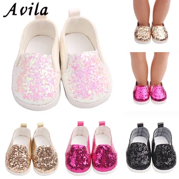 

Sequins sports boots 7cm shoes Fits 18 inch Doll 43CM Dolls Reborn Baby Doll shoes for girl doll boots