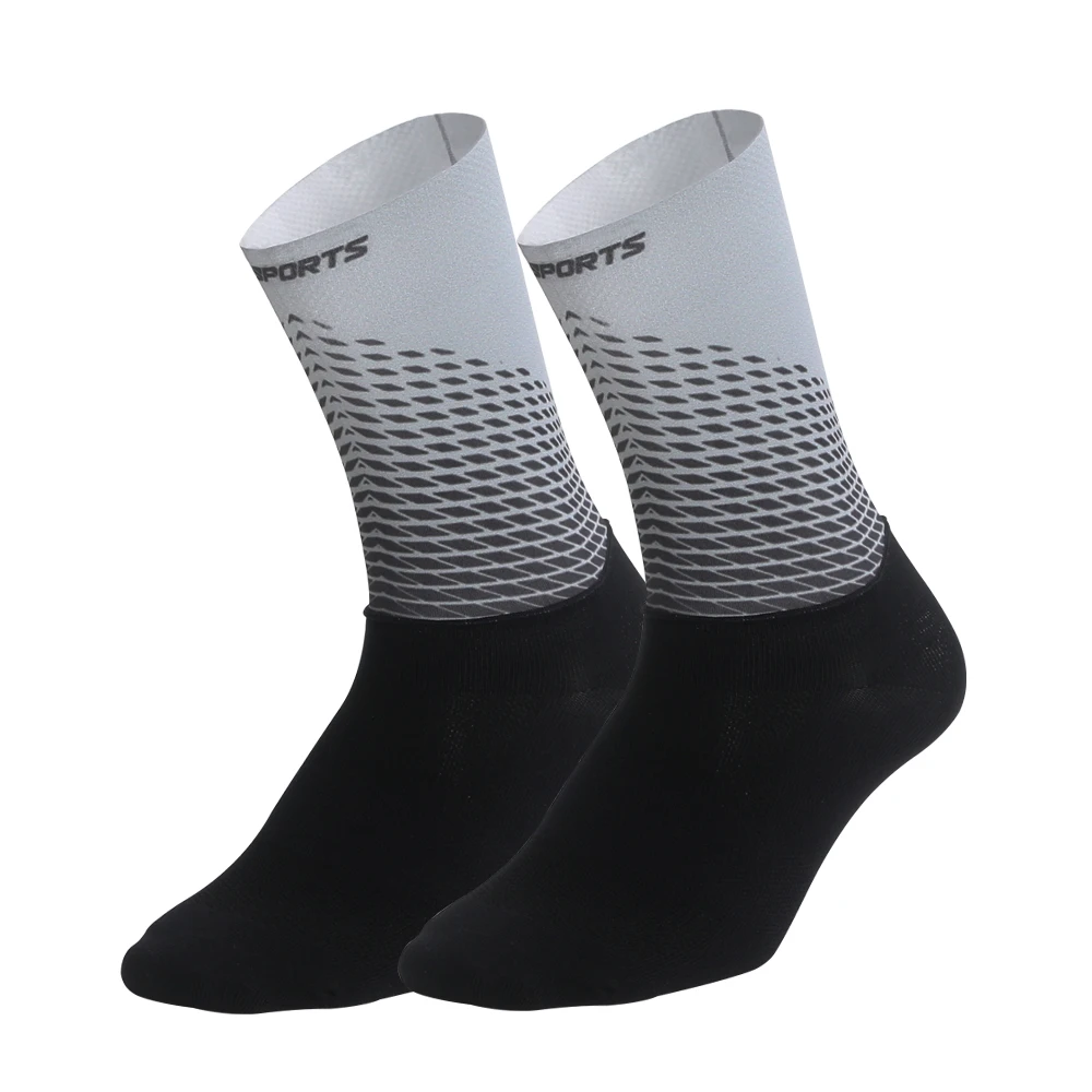 Мотоциклетные велосипедные носки для мужчин и женщин Защита ног уличные брендовые гоночные велосипедные Компрессионные носки Calcetines Ciclismo - Цвет: Серый