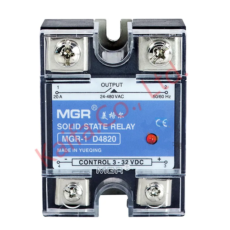 

Mager SSR-20A DC-AC MGR-1 D4820 Single Phase Solid State Relay input 3-32VDC output 24-480VAC Control current 3-35mADC