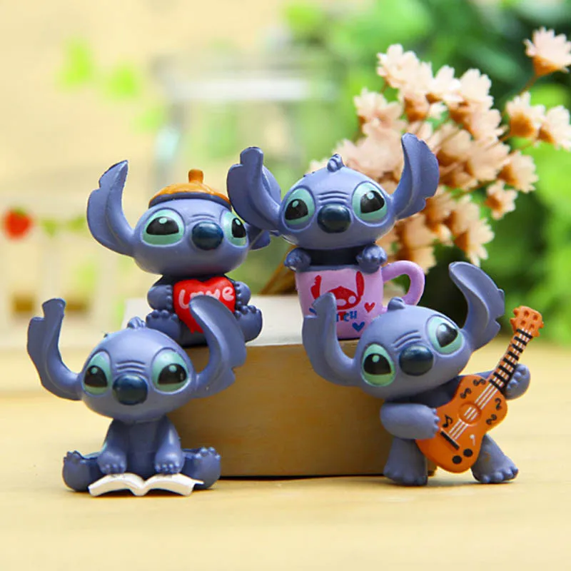 4pcs Mini Stitch figure toy set 2016 New Anime stitch action figurines Christmas gift and dolls