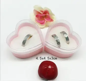 

2019 new Heart-shaped transparent couple ring earring plastic box Jewelry box
