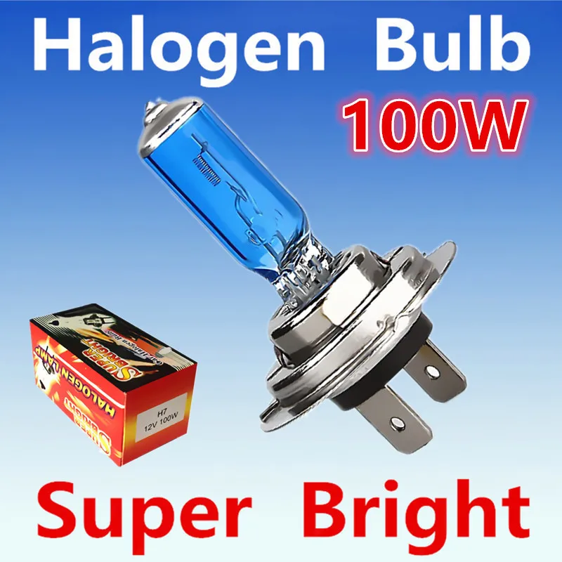 

2pcs H7 100W 12V 24V Halogen Bulb Super White Fog Lights High Power 55W 70W Car Headlight Lamp Car Light Source parking auto