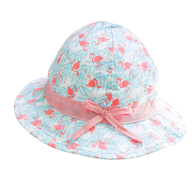 Flamingos Fashion Baby Hat For Girls Cotton Flora Bucket Hat Princess Baby Girls Cap Wide Brim Summer Sun Cap Baby Girl Clothing (4)