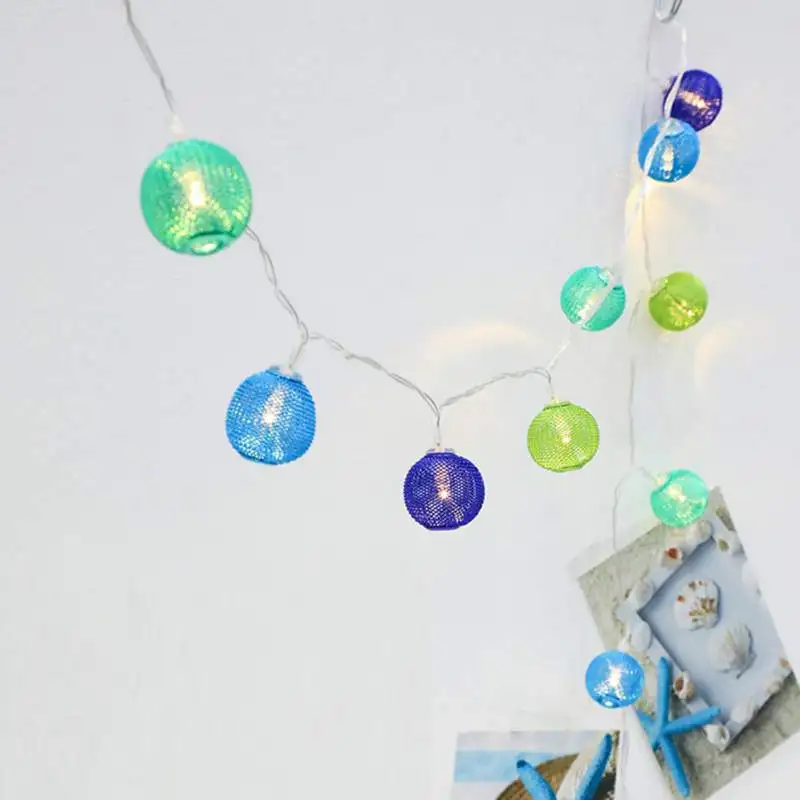 1 PC Iron Colorful Ball Shaped LED Holiday Lamp String Light Hanging Light Post Bedroom Balcony Bar Wedding Holiday Deco