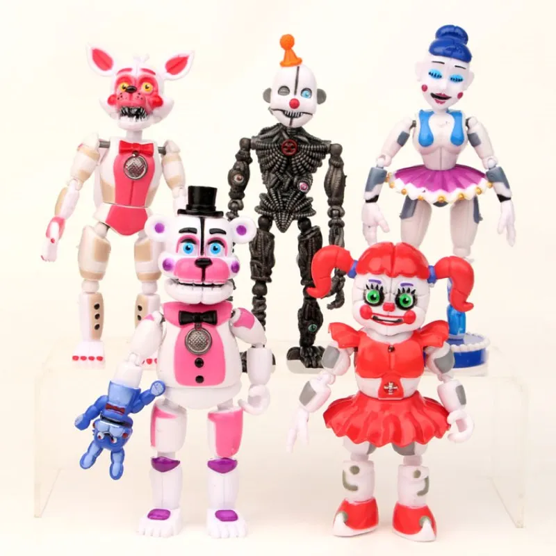 

5Pcs/lot FNAF Five Nights At Freddys Freddy toys Bonnie Foxy Fazbear Bear with LED Light PVC Joint Moveable Figures Toys