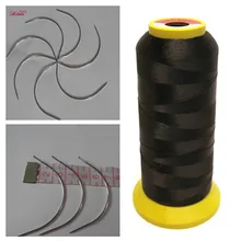 100 единиц 90 мм c тип ткачества иглы+ 1 рулон высокая прочность нейлон Инструменты для завивки волос Нитки для Вышивание волосы утка