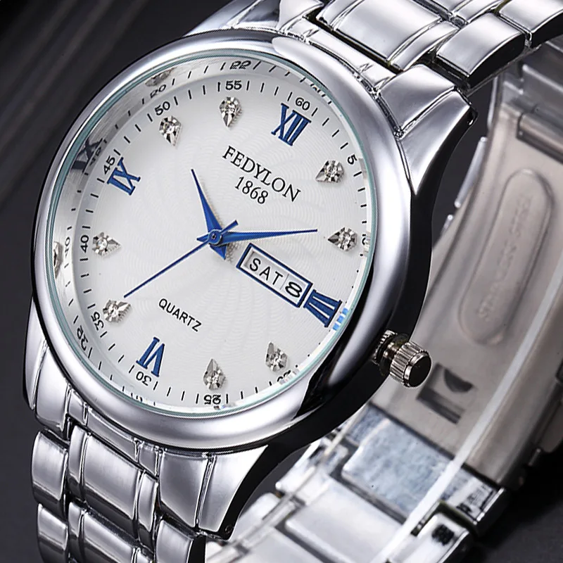 New Fashion Men's &Ladies Stainless Steel Watch Calendar Waterproof Men's &Women's Watch Luxury brand men&women watch business 