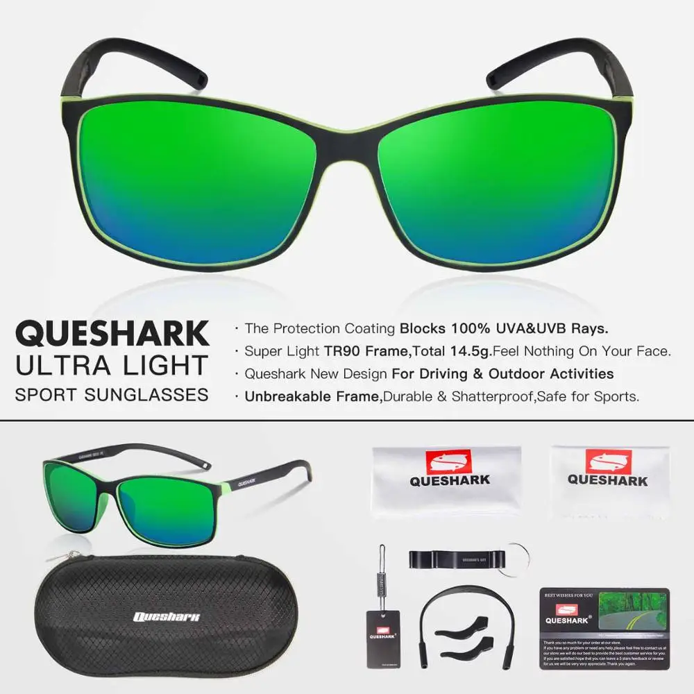 QUESHARK TR90, гибкая оправа, поляризационные очки для рыбалки, Uv400, походные, для кемпинга, катания на лыжах, квадратные очки, спортивные, рыболовные солнцезащитные очки - Цвет: BG