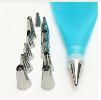 

16 Pcs/Set Silicone Icing Piping c ream Pastry Bag Stainless Steel Nozzle Pastry Tips C onverter DIY c ake D ecorating Tool Rat