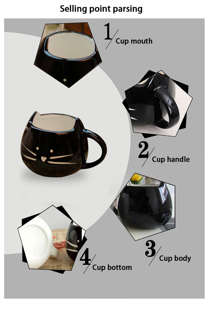 Симпатичные керамические кружку молока и кружки, новизна бокалах творческих кпп с ложкой, животное кружки стакан рождественский подарок для кофе чая