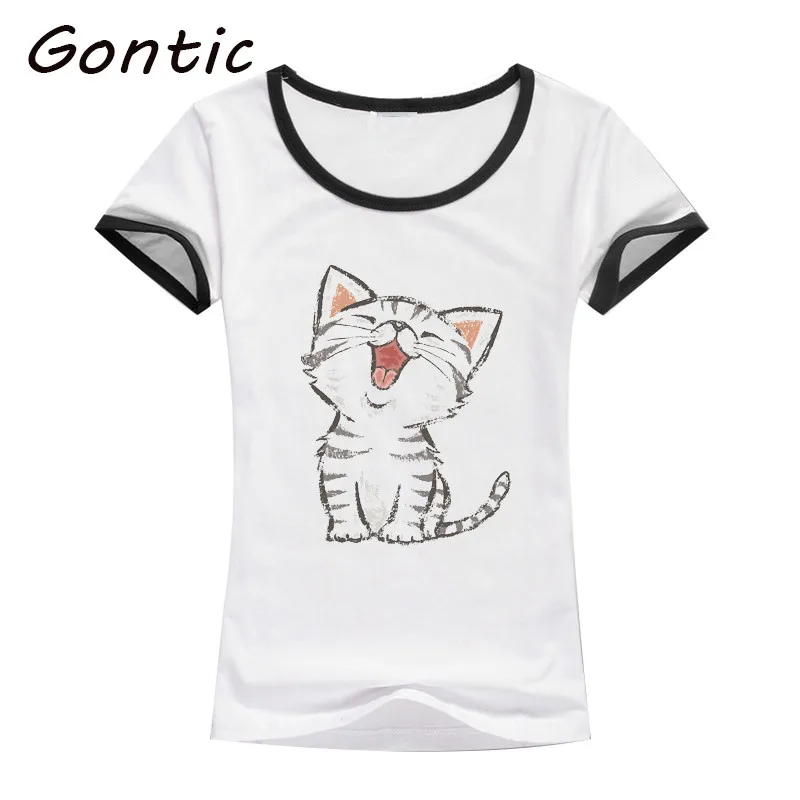 

Women T shirt Cute Cat Funny Casual Tee Hipster Tumblr Female T Shirt Harajuku American Shorthair happy modis vogue T-Shirts