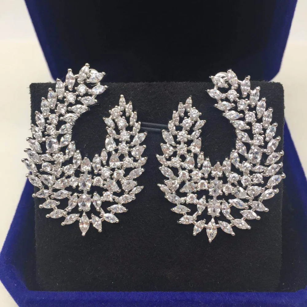 

Big Delicate AAA Cubic Zircon Stone Oval Geometry Wedding Earring For Women Accessories