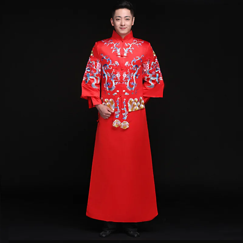 #^Special Price Китайский стиль, мужской костюм дракона, Сучжоу, с вышивкой, для жениха, свадьбы, пиджак + платье, костюм, тост, одежда, свадебный костюм #^Special Price Китайский стиль, мужской костюм дракона, Сучжоу, с вышивкой, для жениха, свадьбы, пиджак + платье, костюм, тост, одежда, свадебный костюм
