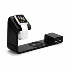 Многофункциональный QI Беспроводной Подставка для зарядки пластина Зарядка Док-станция с двумя портами USB 2,0 Тип-C для наручных часов Apple Watch, samsung S6 Edge Plus Note 5