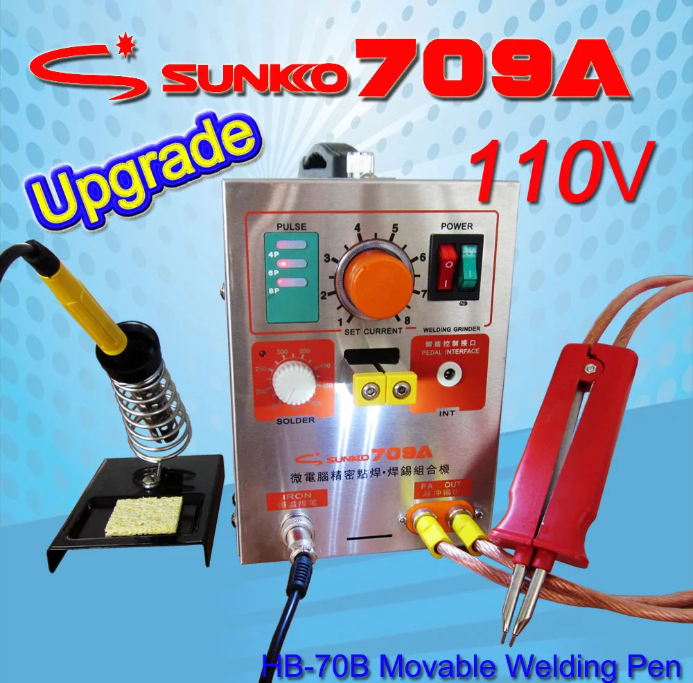 110V SUNKKO LED Pulse Battery Spot Welder 709A 1.5KW with Soldering