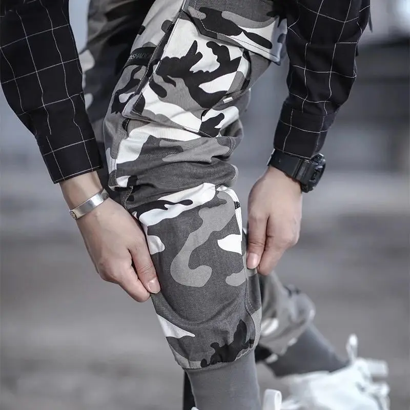 Уличная одежда, мужские хлопковые брюки-карго с карманами