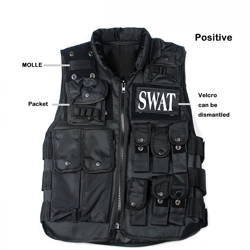 3-Military-POLICE-Law-Enforcement-Vest-Tactical-Vest-SWAT-Combat-vest-CS-equipment-Black-uniform