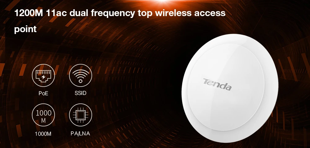 Tenda i22 1200 Мбит/с потолочная точка доступа Wi-Fi 11ac 2,4 г/5 ГГц Крытый AP Wi-Fi ретранслятор Extender маршрутизатор 802.3af POE Мощность адаптер