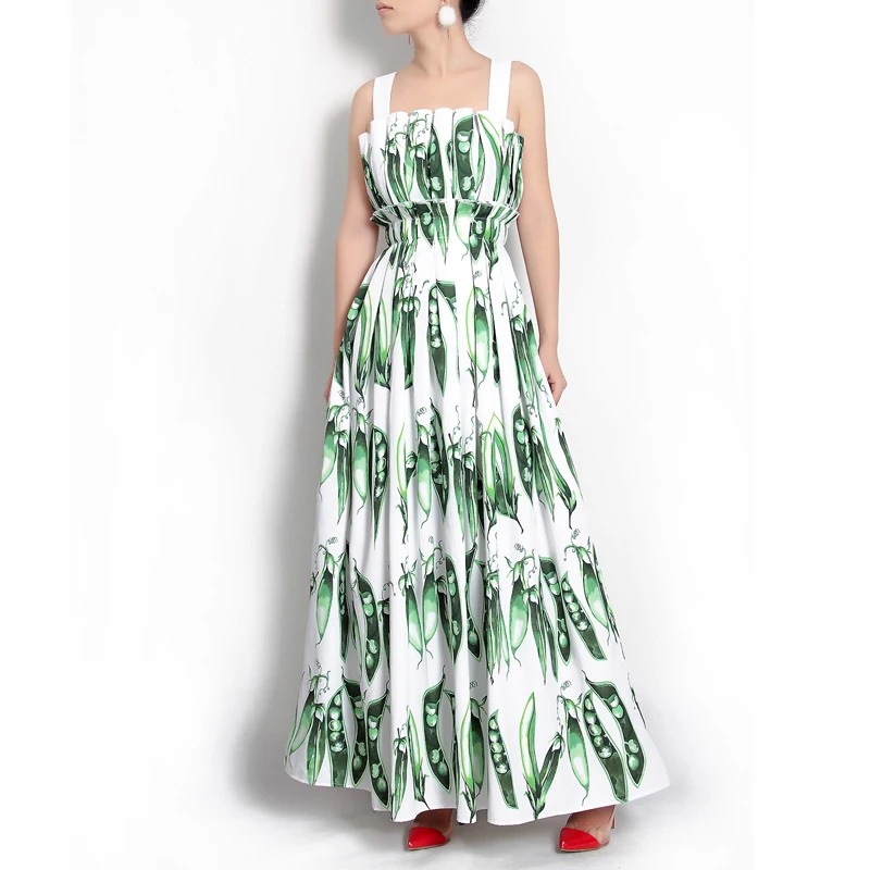 

Europe And United States Spring Summer 2018 New Foreign Trade Women O-neck Collar Sleeveless Printing Lady Dress Female Clothes