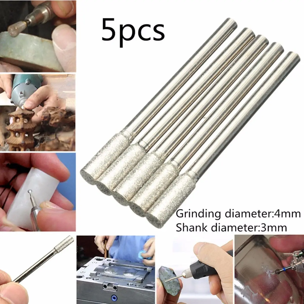 

5PC Diamond Chainsaw Sharpener Burr Stone Round File Fits