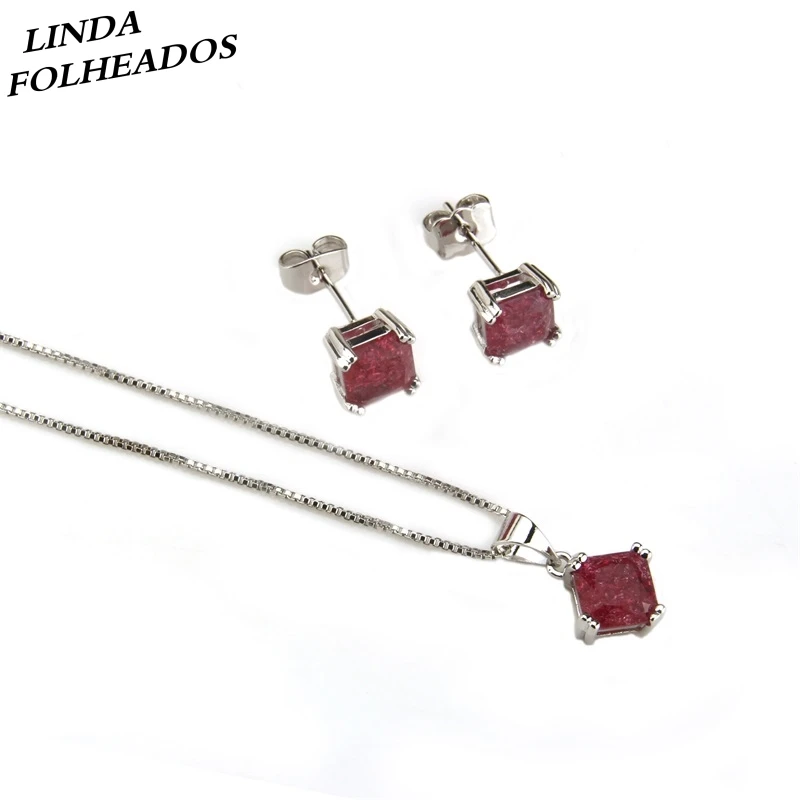 

New Trendy Geometric Copper Jewelry Set Silver Color 5 Cubic Zircon Pendant Necklace Earrings Sets For Women Wedding Gift