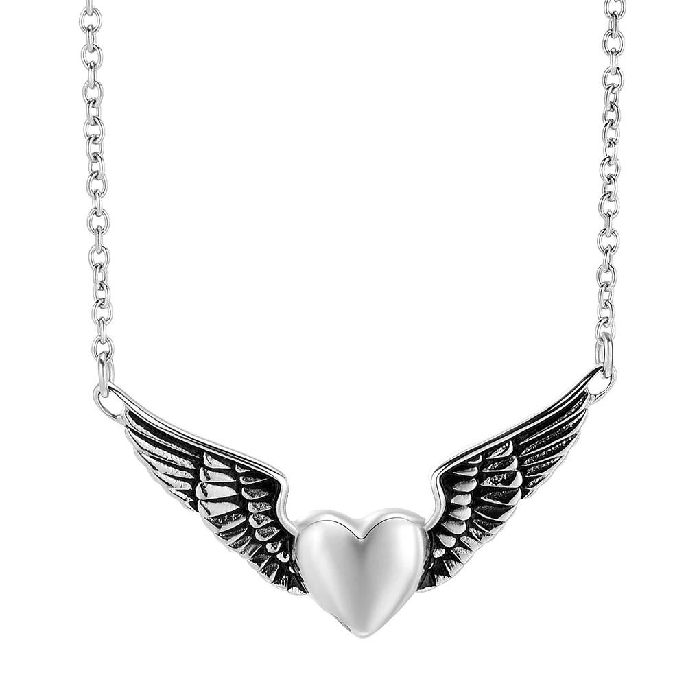 

IJD11730 Brave Flying Heart Cremation Urn Necklace Memorial Funeral Holder Keepsake Pendant Jewelry Women Mini Cremation Urn