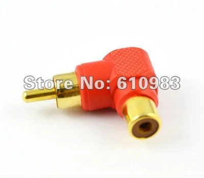 

Free shipping (5pieces\lot) RCA adapter RCA Plug male to RCA female Jack right angle connector adapter red color