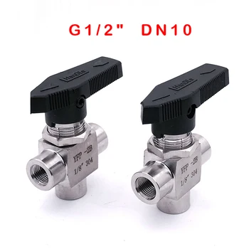 

Free Shipping Three way female thread Ball valve G 1/2" DN10 stainless steel 304 high pressure high temperature 3 way ball valve