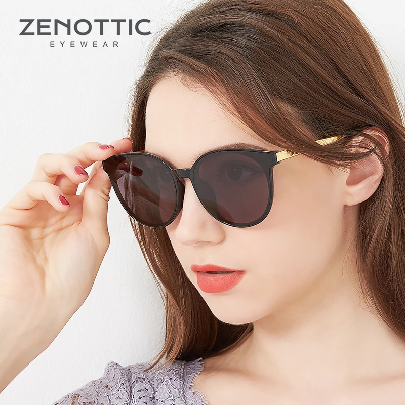Женские солнцезащитные очки ZENOTTIC круглые винтажные зеркальные большого размера