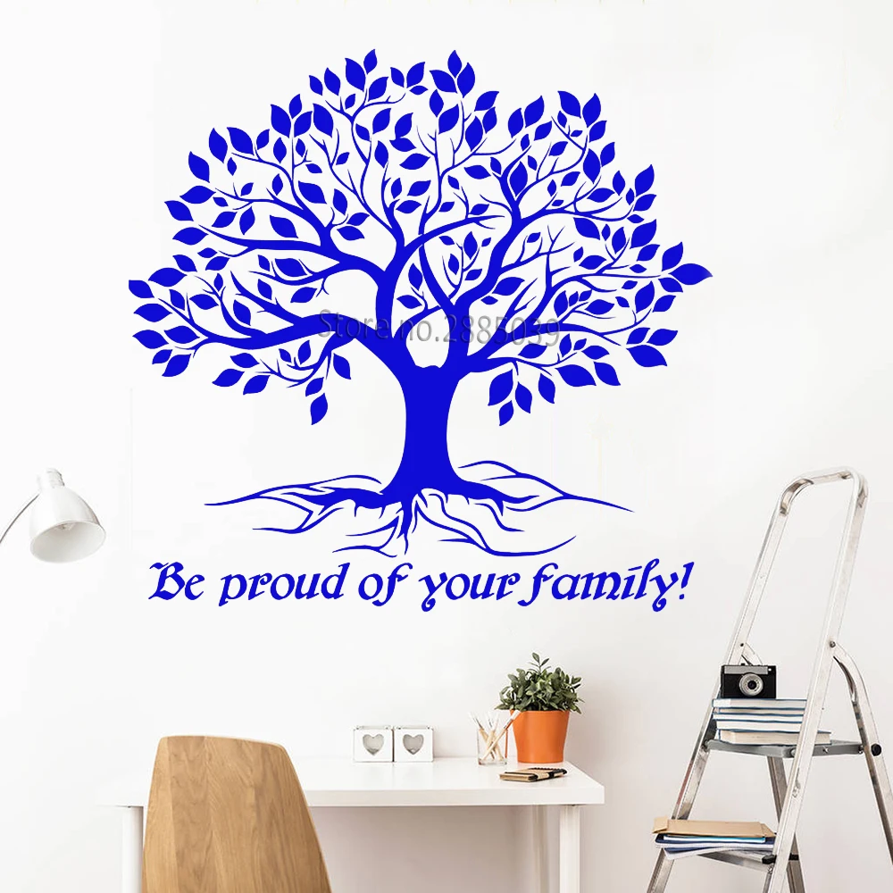 Vinyl Large Tree Quote Wall Decals Be Proud Of Your Family Tree Of Life Stickers For Livingroom Wall Decor Wallpapers Hot LC1009