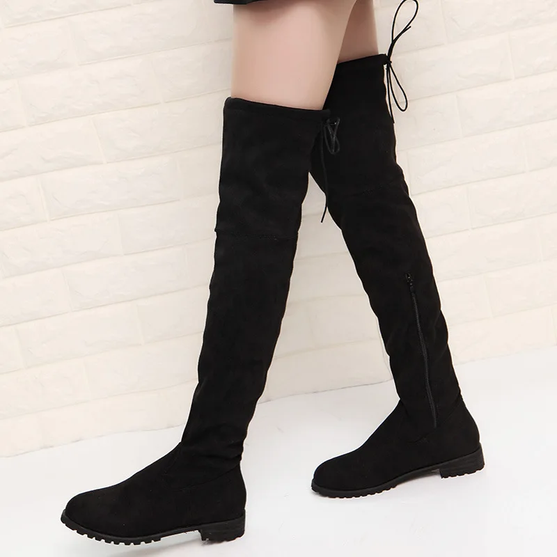 

2018 Slim Boots Sexy Over The Knee High Suede Women Snow Boots Women's Fashion Winter Thigh High Boots Shoes Woman