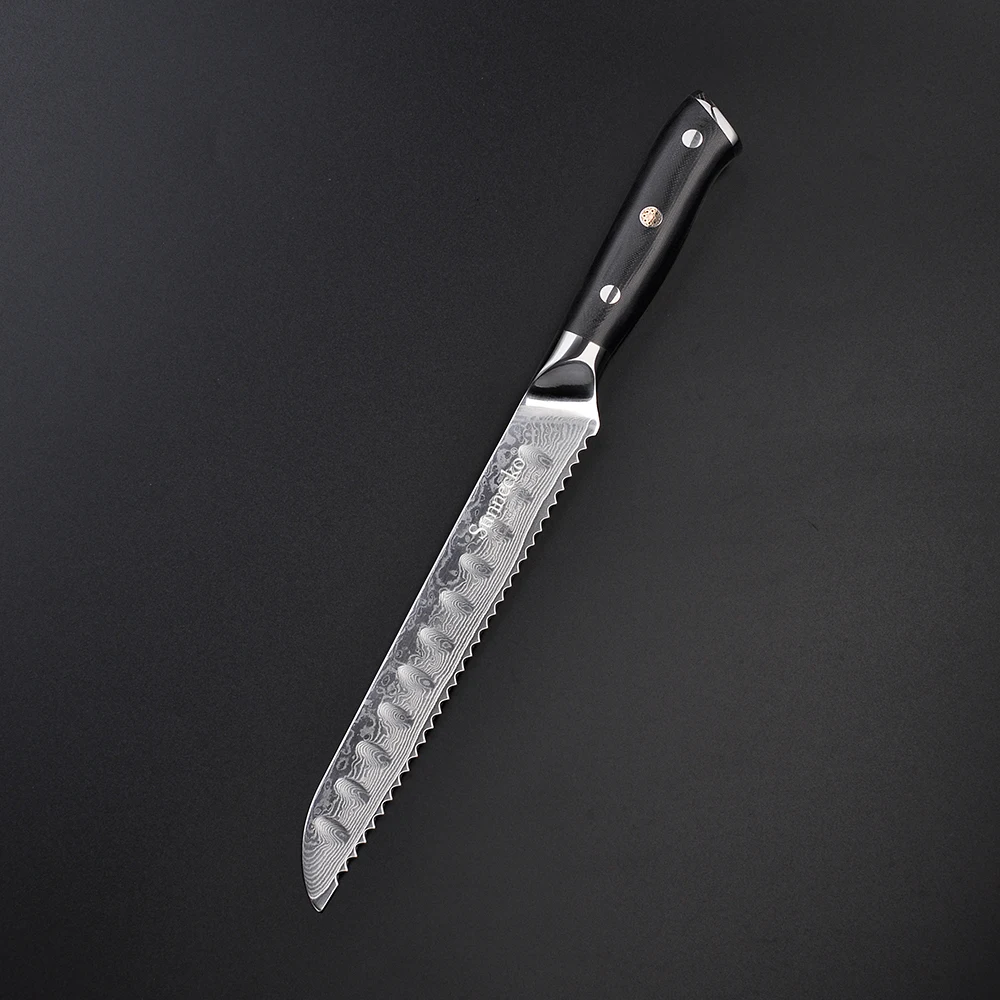 Sunnecko " кухонный нож для хлеба, японский VG10 стальное лезвие, дамасская бритва, острые поварские ножи G10 с ручкой