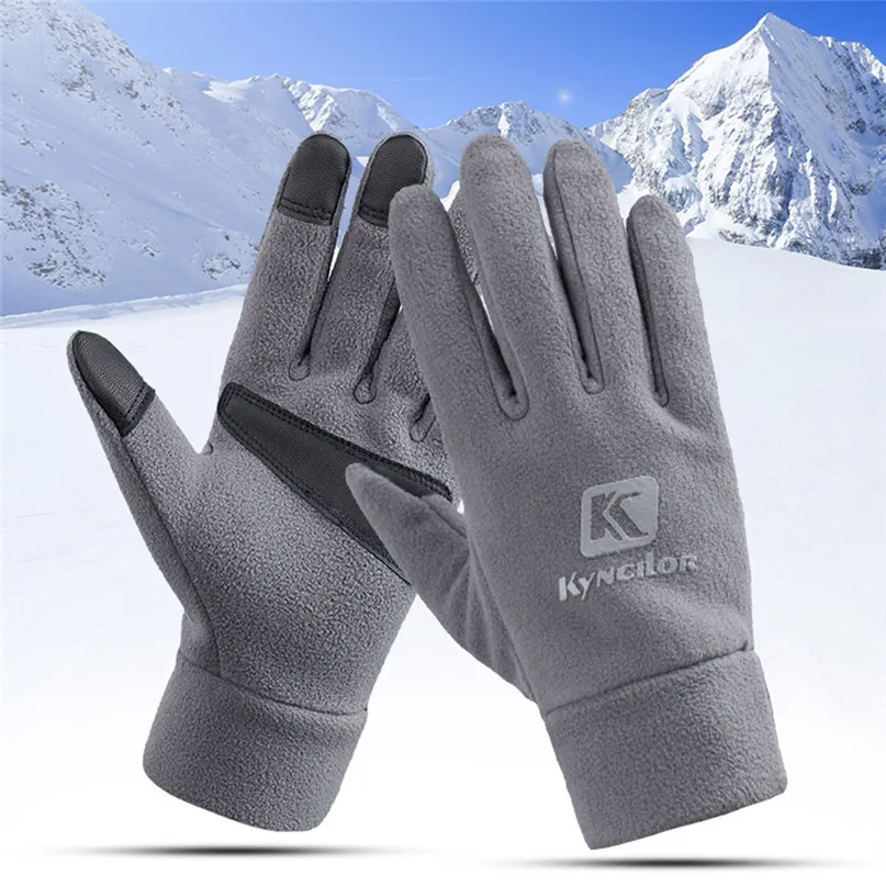 Unisex Winter Gloves Fleece Soft Comfortable Cycling Gloves Outdoor Windproof Climbing Hiking Skiing gloves Man Women #2N07 (13)