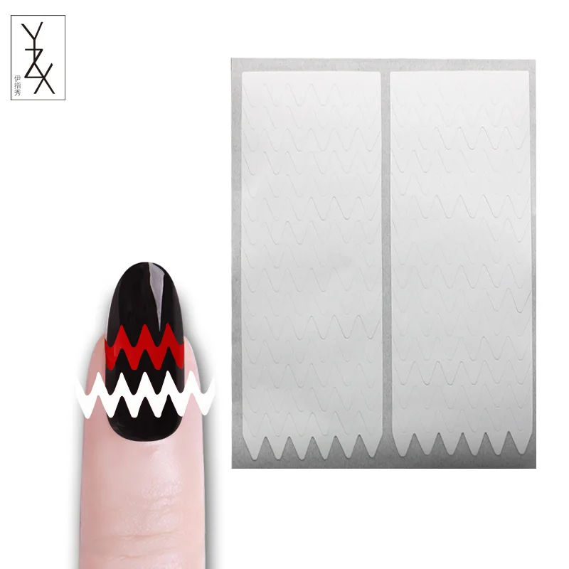 

YiZhiXiu 8pcs/Lot Paper Wave-Shape Stickers Model French Style Fringe Slider Tips Stencil Manicure UV DIY Nail Sticker Tool Hot