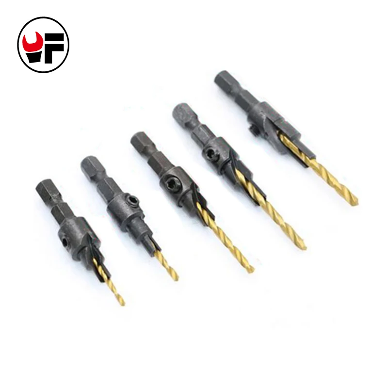 5pcs 5 6 8 10 12 Countersink Drill Bit Set Counter Bore Screw