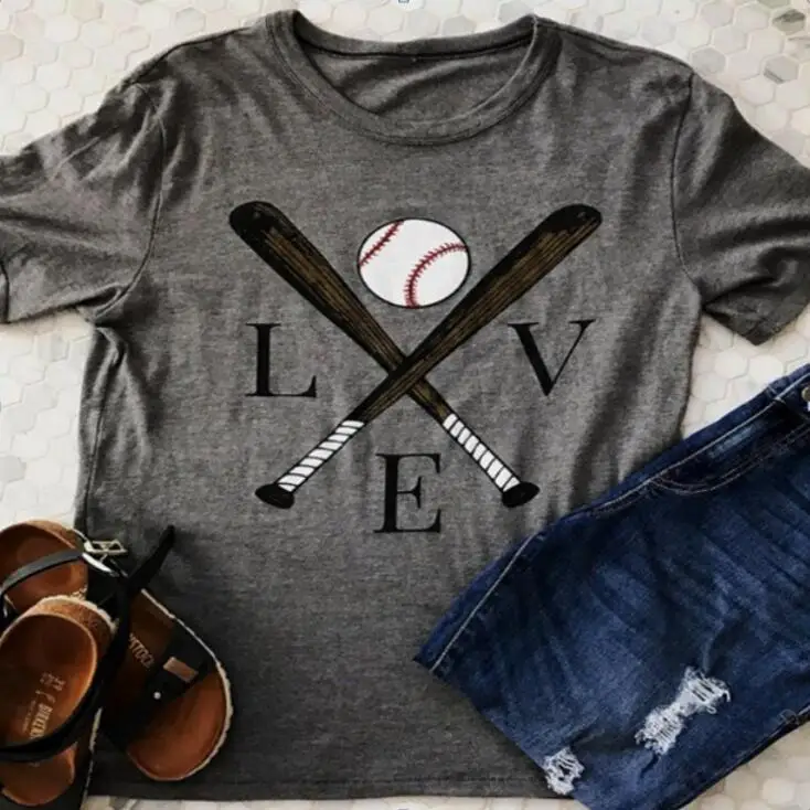 

2019 spring and summer new best selling baseball printing fashion comfortable women's large size short-sleeved T-shirt a028