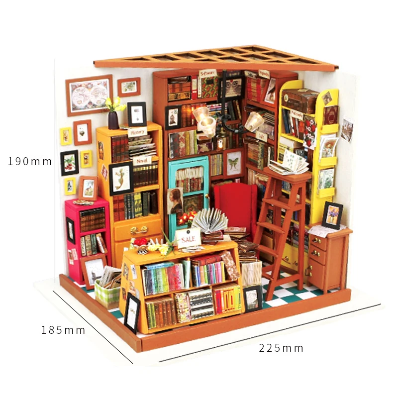 DIY Doll House Miniature With Furnitures Wooden Dollhouse Handmade Puzzle Toys Gift For Children Sam's Bookstore DG102 #E DIY Doll House Miniature With Furnitures Wooden Dollhouse Handmade Puzzle Toys Gift For Children Sam's Bookstore DG102 #E