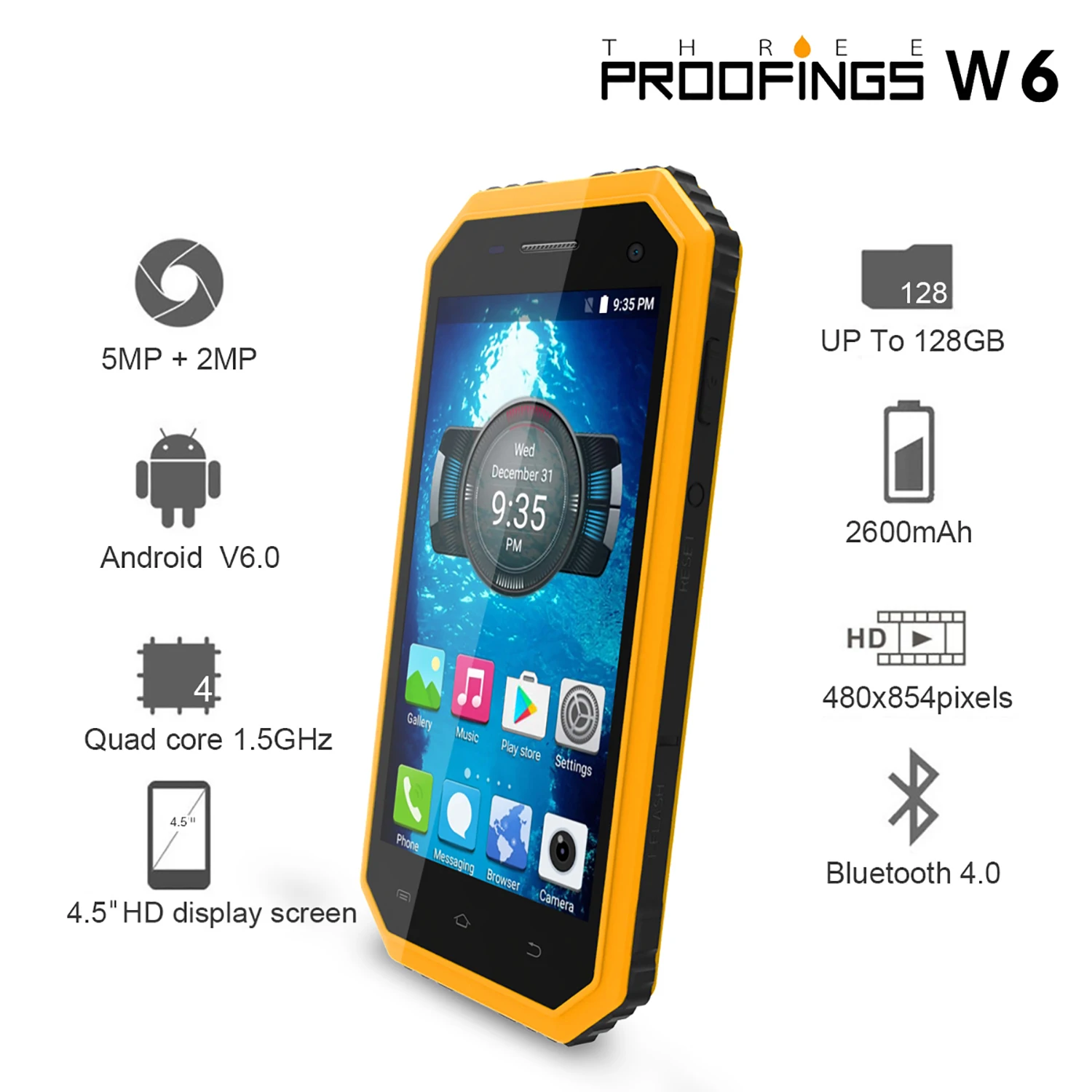 E & L W6 мобильный телефон Android оригинальные телефоны IP68 водонепроницаемый