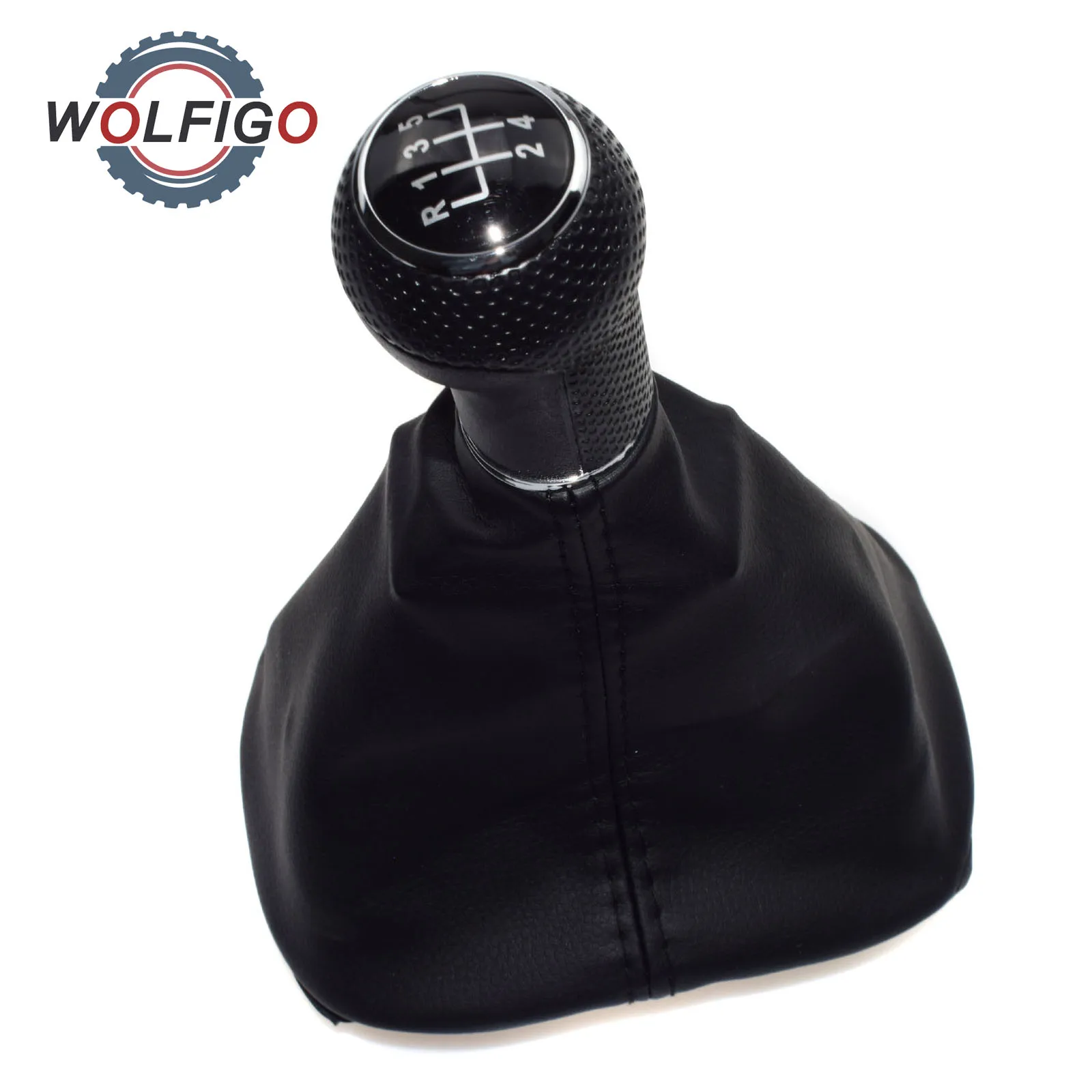 Wolfigio Black Front 5speed Gear Shift Knob Gaitor Boot For Vw Golf