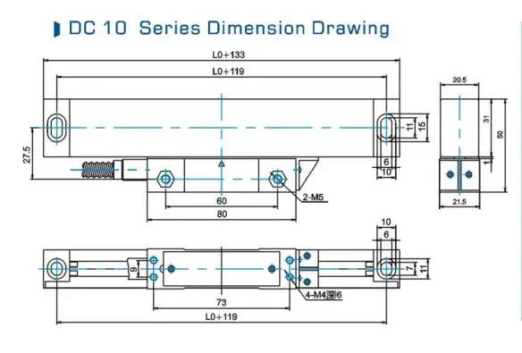 Линейная оптическая шкала с разрешением 1 мкм 0-1100 мм, разъем DB9 ttl/RS422, линейная стеклянная шкала сигнала