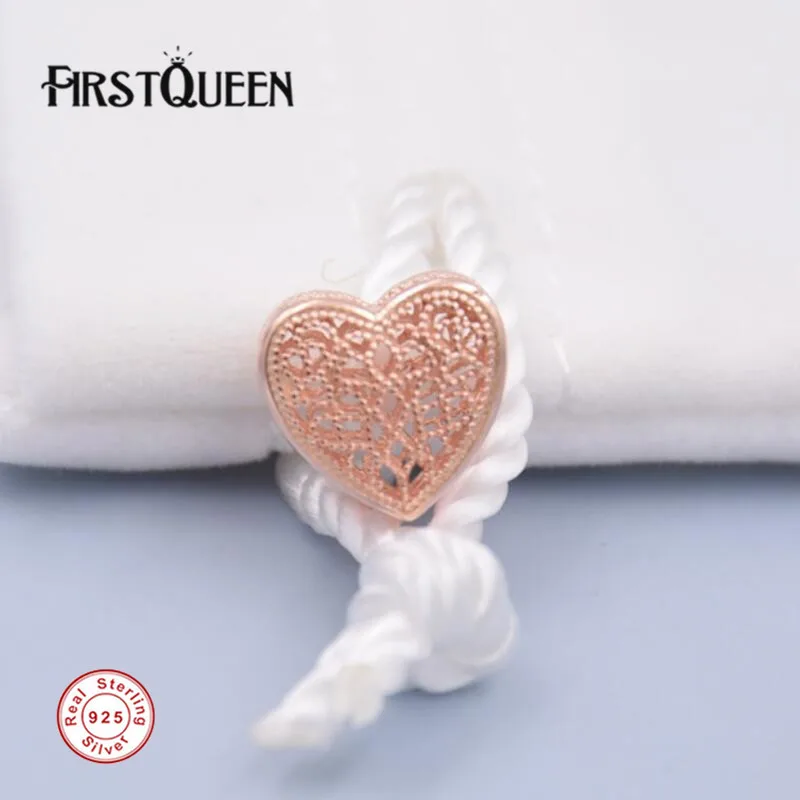 

FirstQueen High Quality 14k Rose Gold Colour With Romance Charm Fit Bracelet Argent 925 Christmas Charm Fine Jewelry