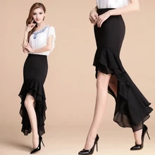 Летний стиль для женщин Ретро Винтаж размера плюс XXS-8XL Макси Длинная черная шифоновая Лоскутная Асимметричная высокая низкая юбка ласточкин хвост