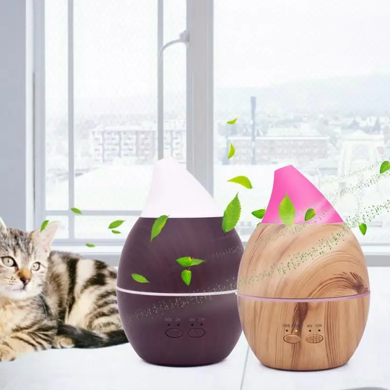 

300ml Colorful LED Timing Ultrasonic Wood Grain Base Aromatherapy Machine Air Humidifier Aerosol Dispenser Diffuser 2 Colors