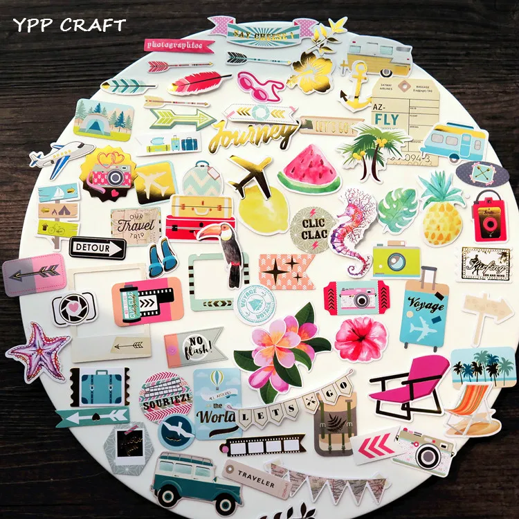 

YPP CRAFT 65pc Travel Cardstock Die Cuts for Scrapbooking Happy Planner/Card Making/Journaling Project