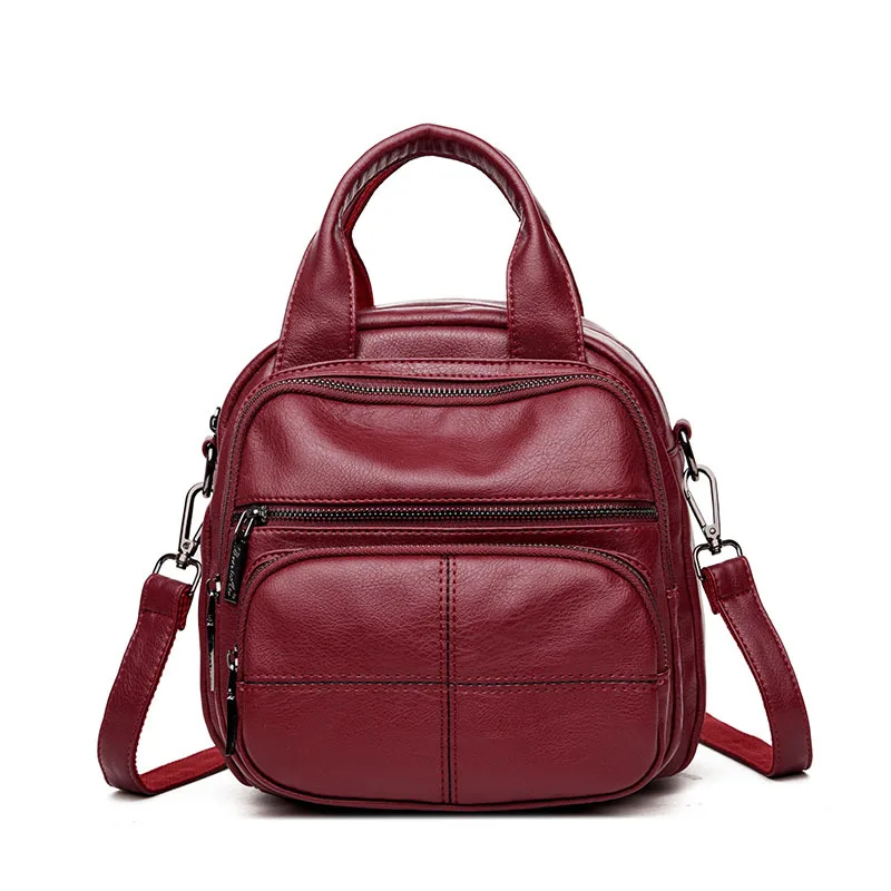 

Middle-aged Mother's Backpack Baitao lady's Single Shoulder Slant Bag Three-purpose Shoulder Bag Soft Leather Travel Bag