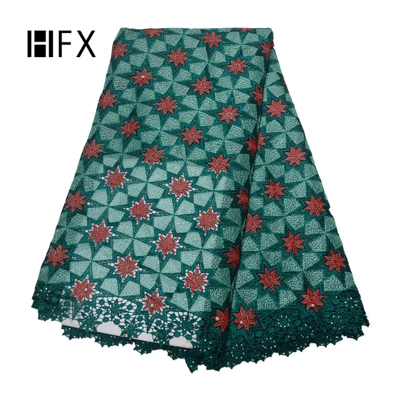 

HFX Newest Green/Red Cord Lace Fabric High Quality Embroidery Chemical Wedding Dress 2019 Nigerian Lace Fabrics for Girls X1733