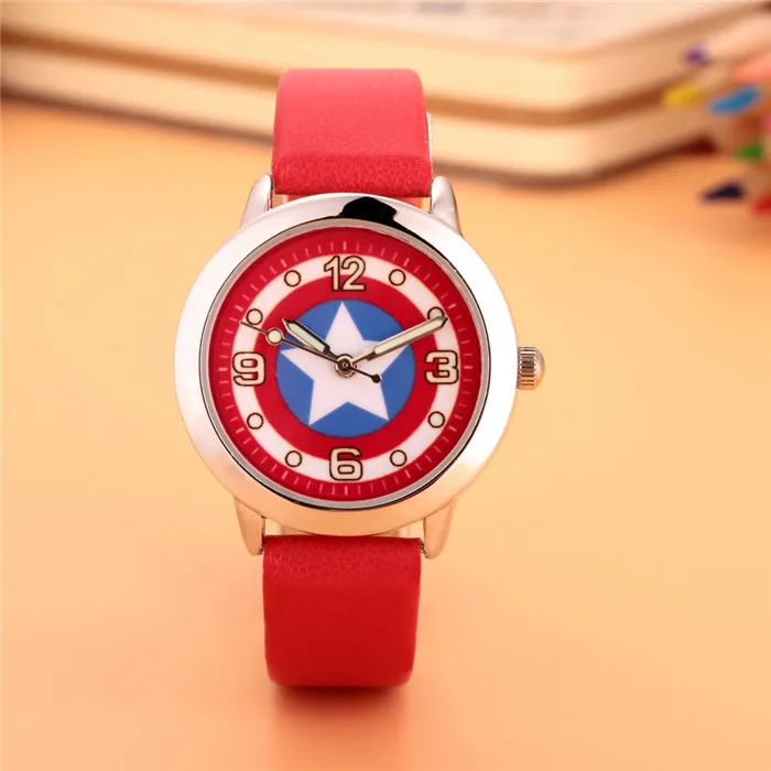 Новинка 2019 года капитан Америка часы модные кварцевые Дети Детские часы обувь для мальчиков девочек Наручные часы для студентов
