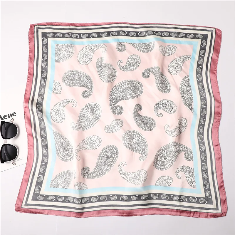 

Women's Square Silk Scarf Ladies Print Summer Shawls and Wraps Female Small Office Scarf Foulard Headband Handkerchief 70*70CM