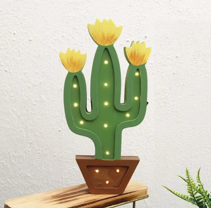 

Ins decoration led creative cactus table lamp girl room photo night light